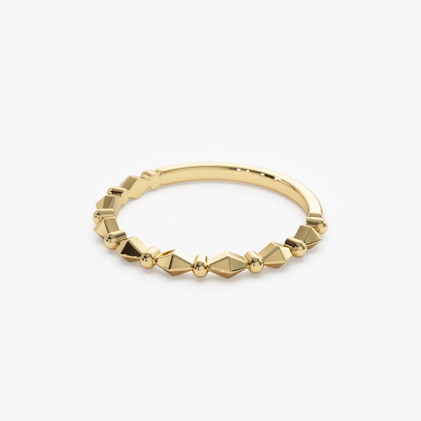 14K Pyramid and Bead Stacking Band - Geum Jewels