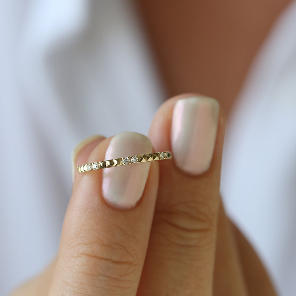 14K Pyramid Diamond Eternity Ring