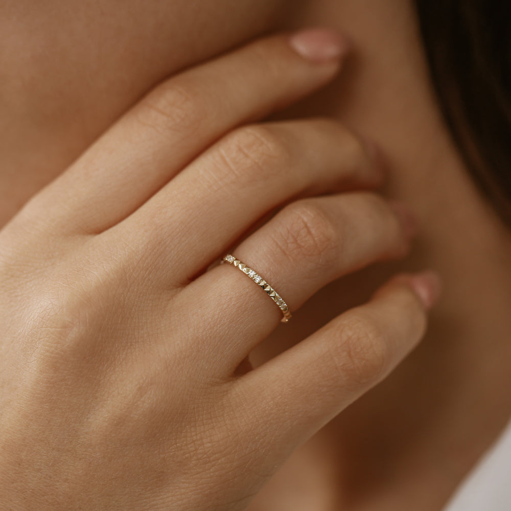 14K Pyramid Diamond Eternity Ring