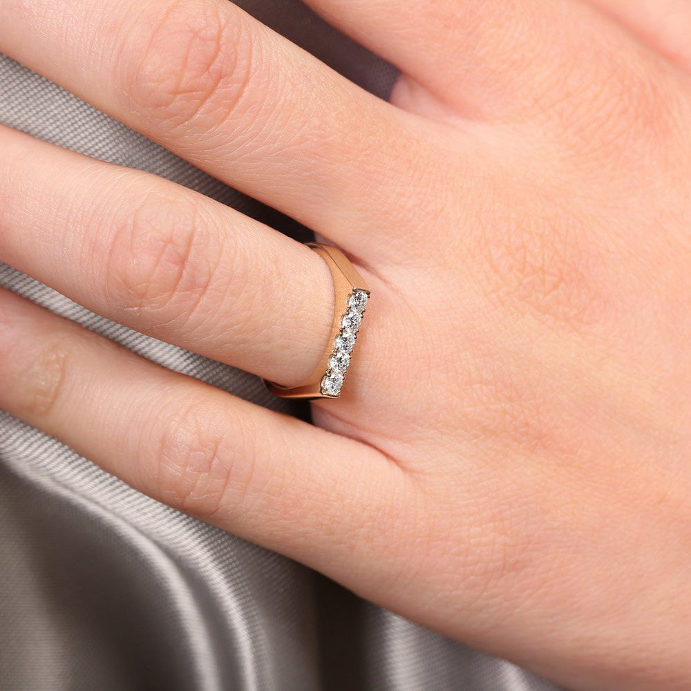 14K Rectangular Diamond Pinky Ring