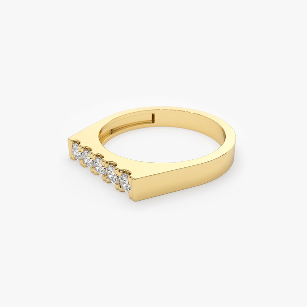 14K Rectangular Diamond Pinky Ring
