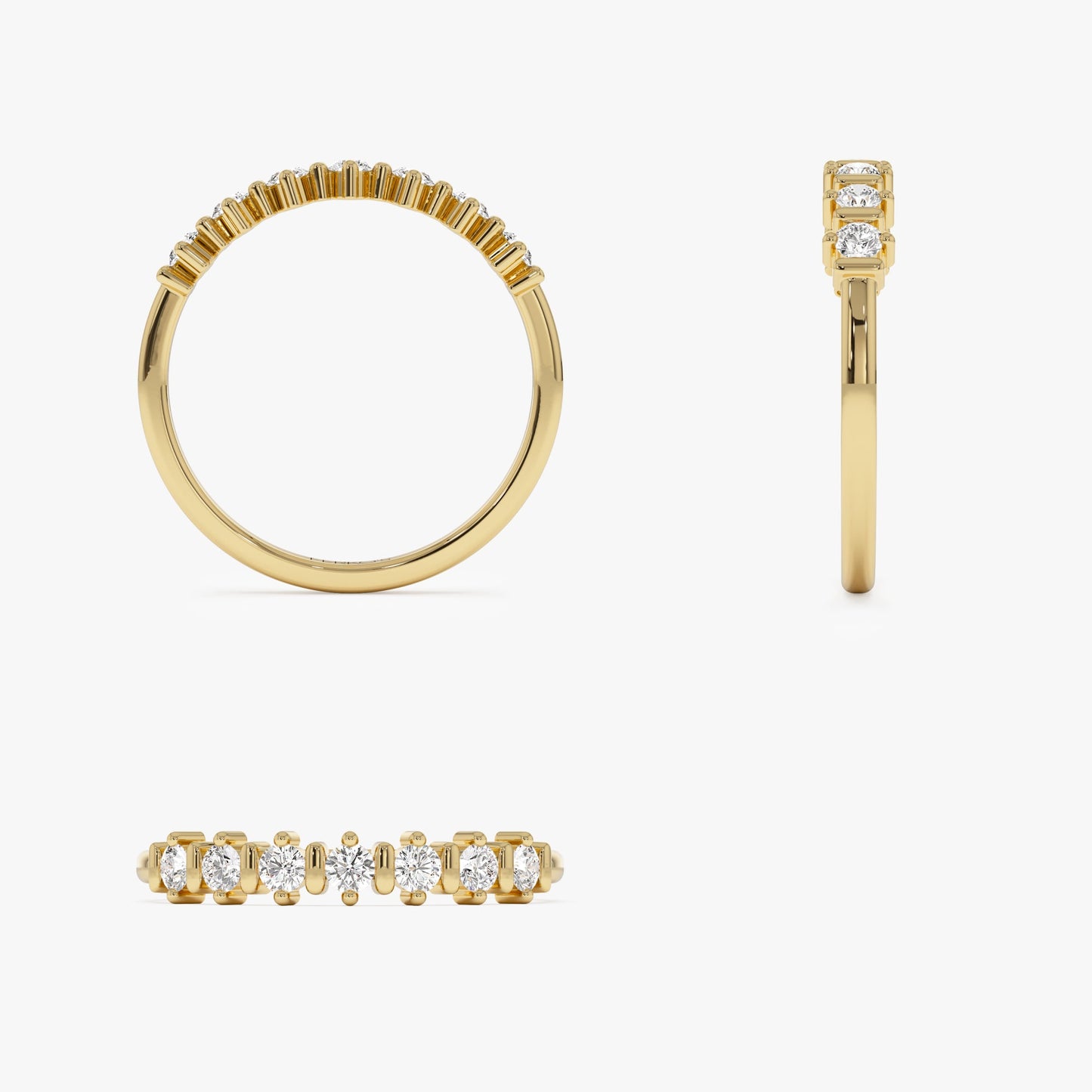 14K Round Cut 0.20 ctw Seven Stone Wedding Ring