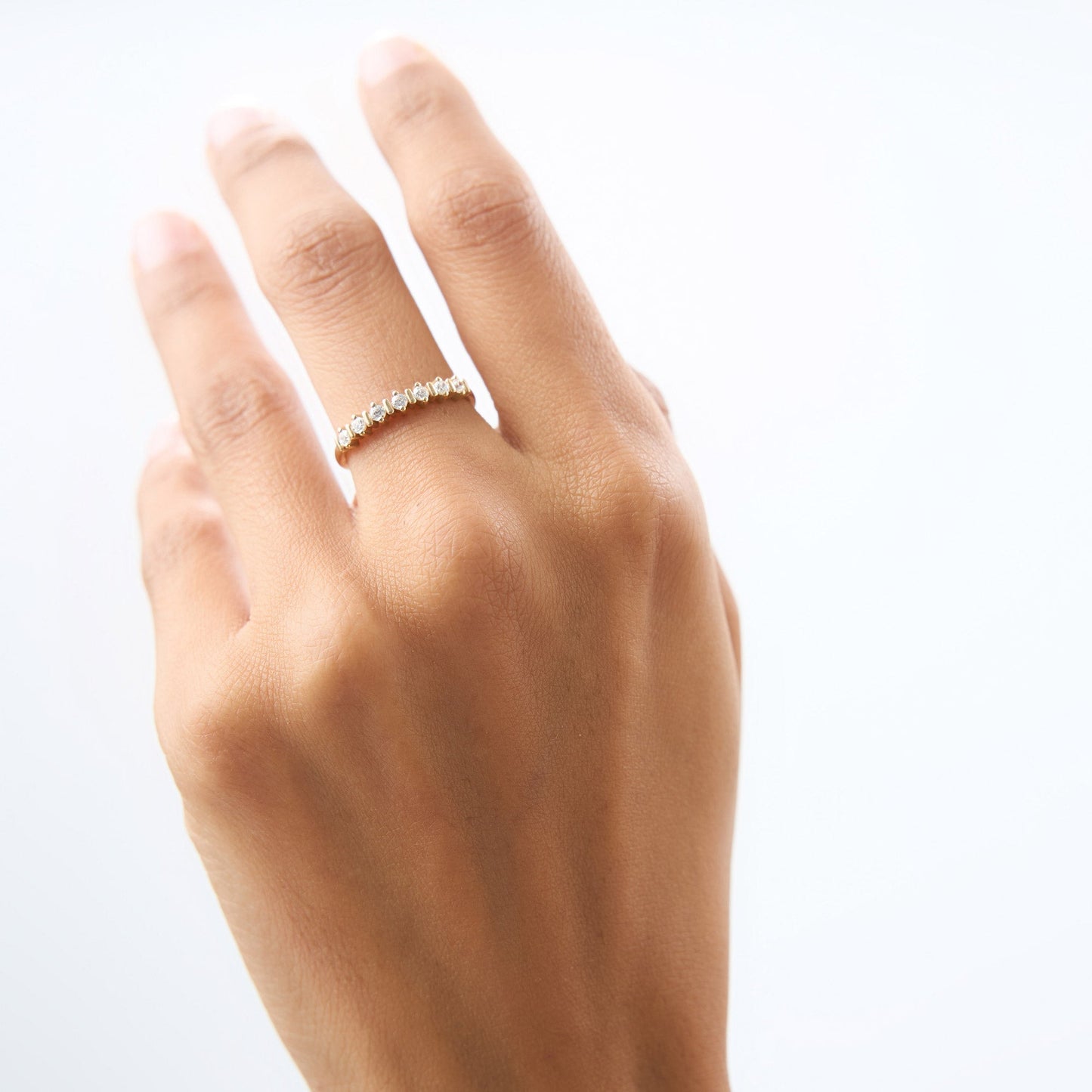 14K Round Cut 0.20 ctw Seven Stone Wedding Ring