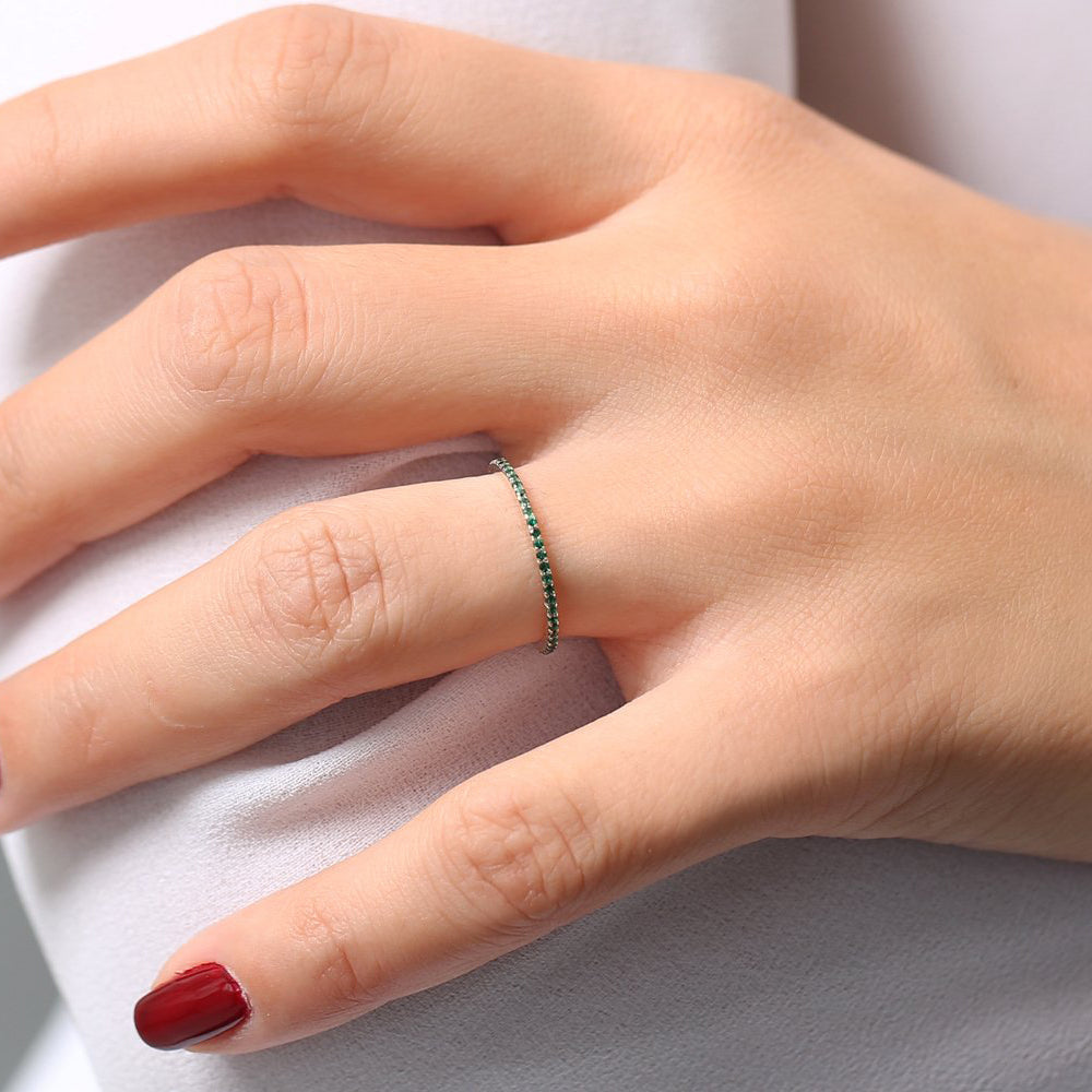 14k Round Emerald Eternity Band