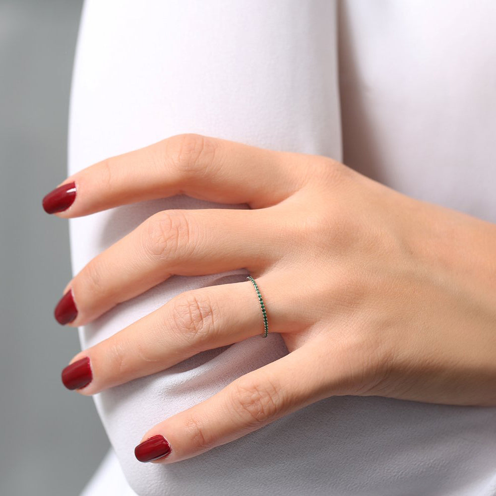 14k Round Emerald Eternity Band
