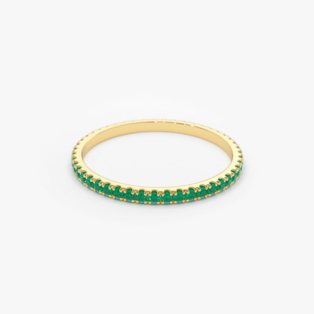 14k Round Emerald Eternity Band