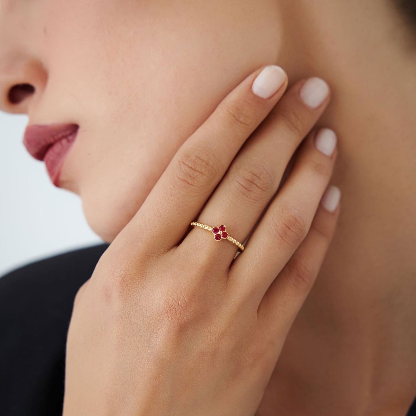 14k Ruby Clover Ring