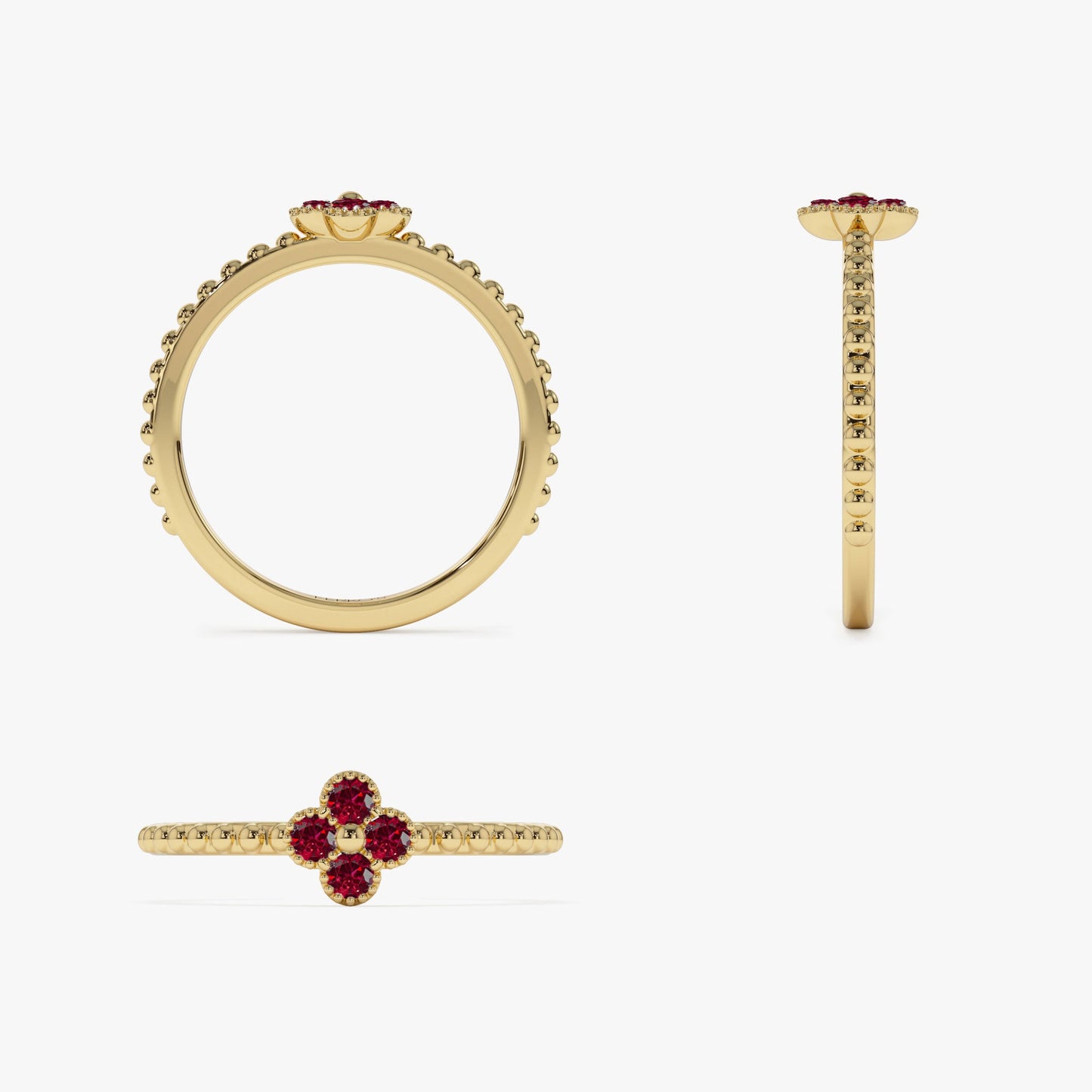 14k Ruby Clover Ring