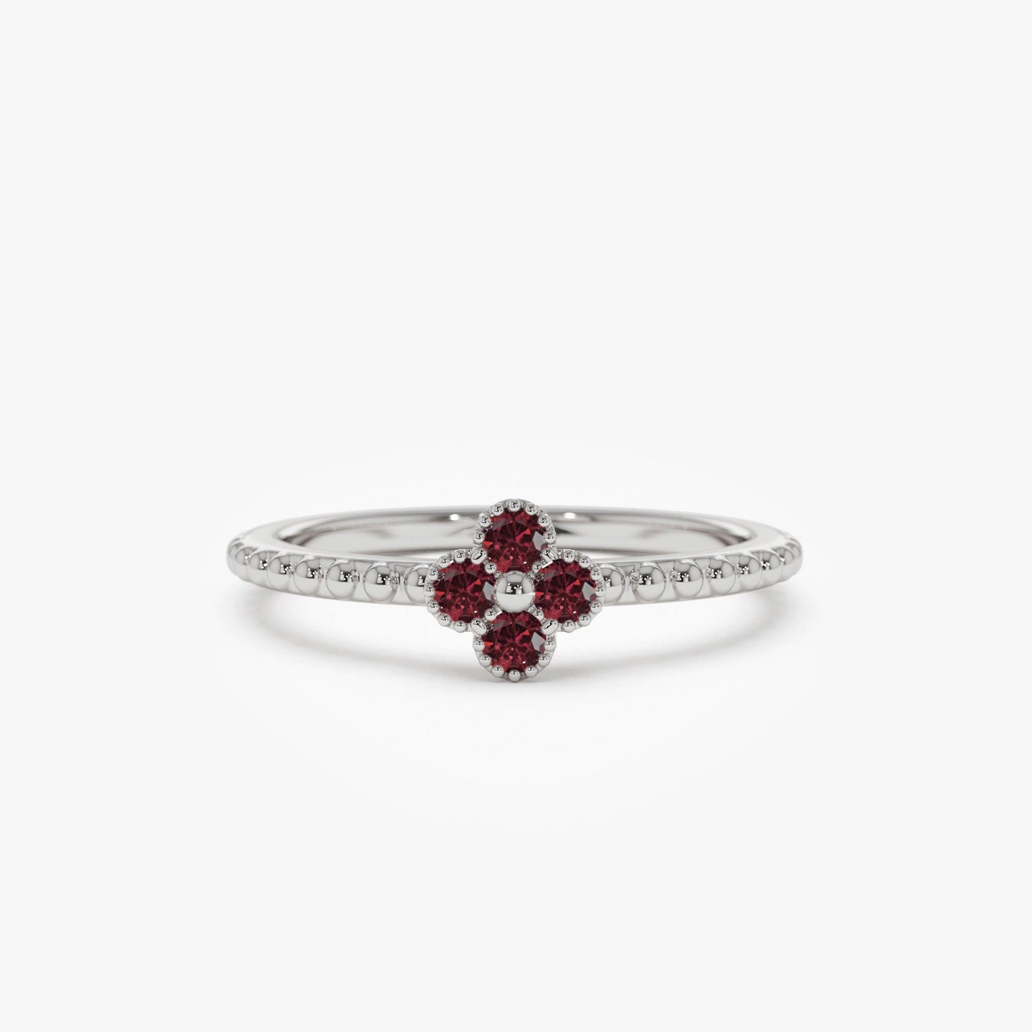 14k Ruby Clover Ring - Geum Jewels