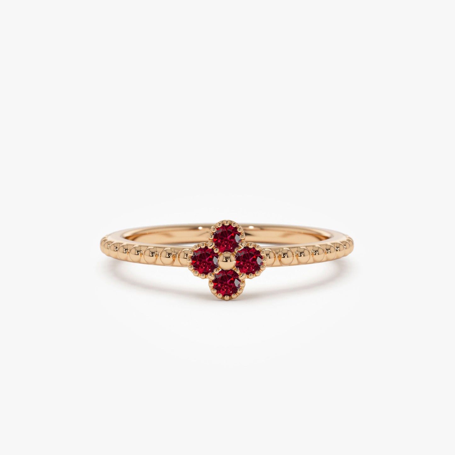 14k Ruby Clover Ring - Geum Jewels