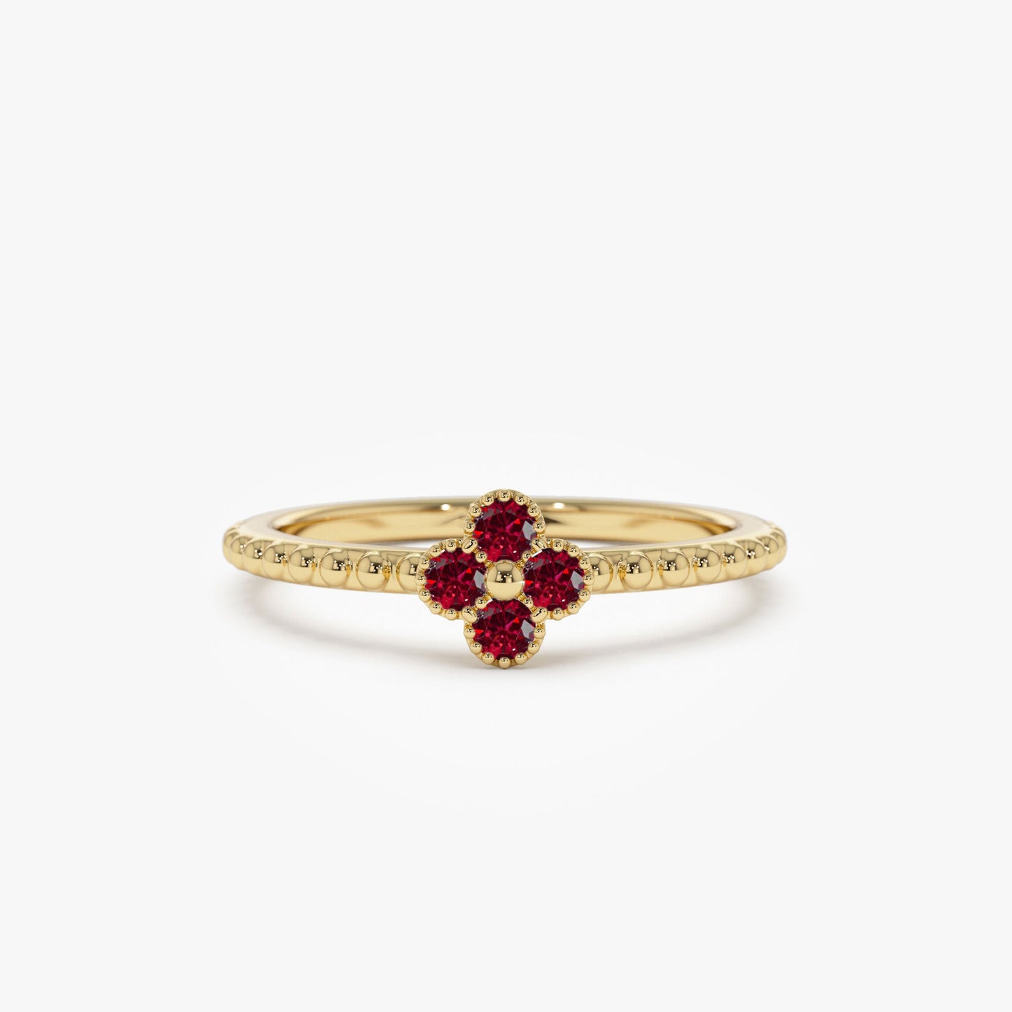 14k Ruby Clover Ring - Geum Jewels