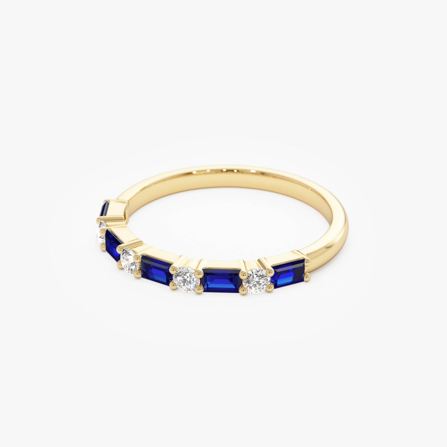 14k Sapphire and Diamond Prong Setting Ring - Geum Jewels