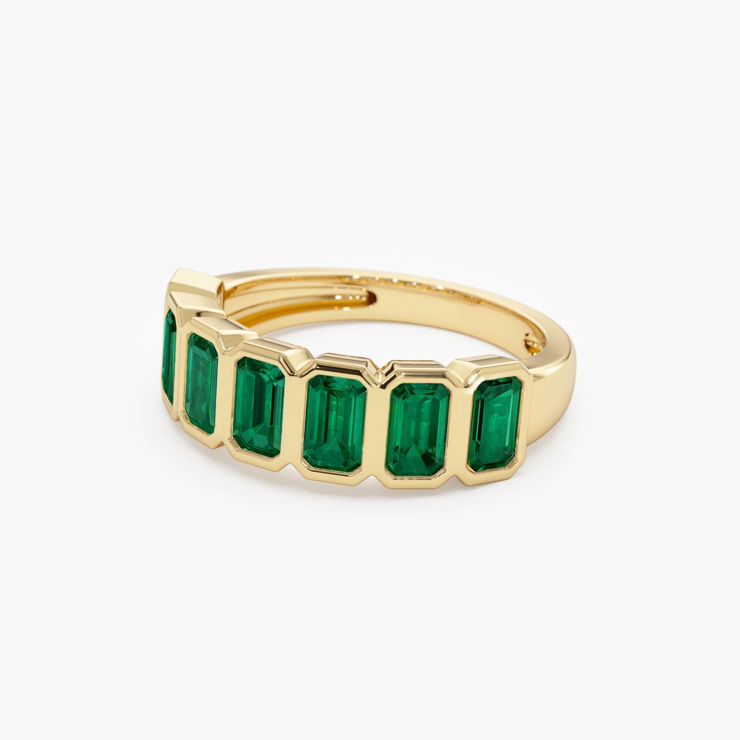 14K Seven Stone Bezel Setting Emerald RIng - Geum Jewels
