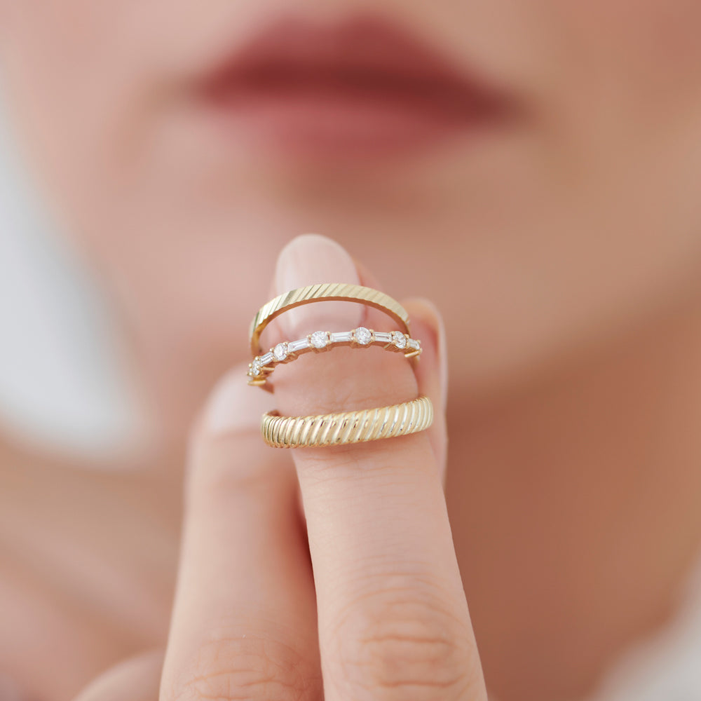 14k Solid Dome Croissant Ring