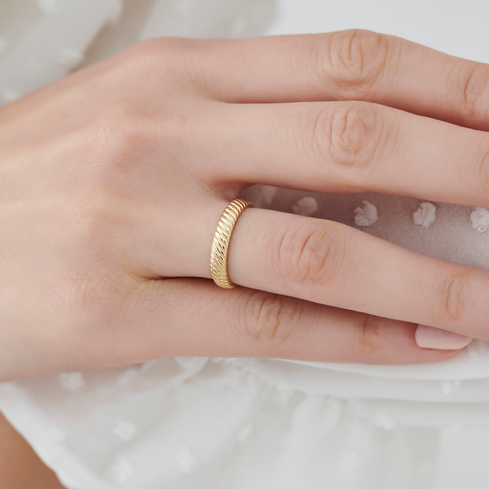 14k Solid Dome Croissant Ring