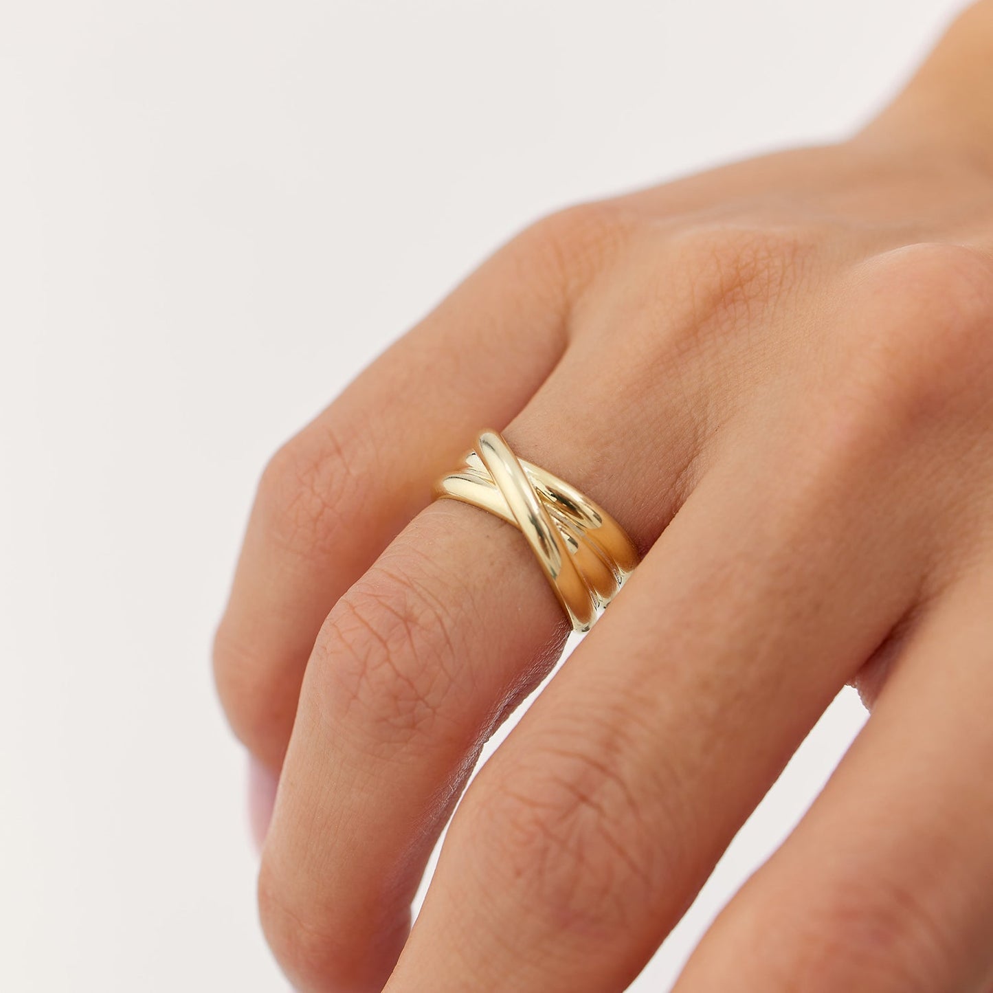 14k Solid Gold Multi-strand Crossover Ring