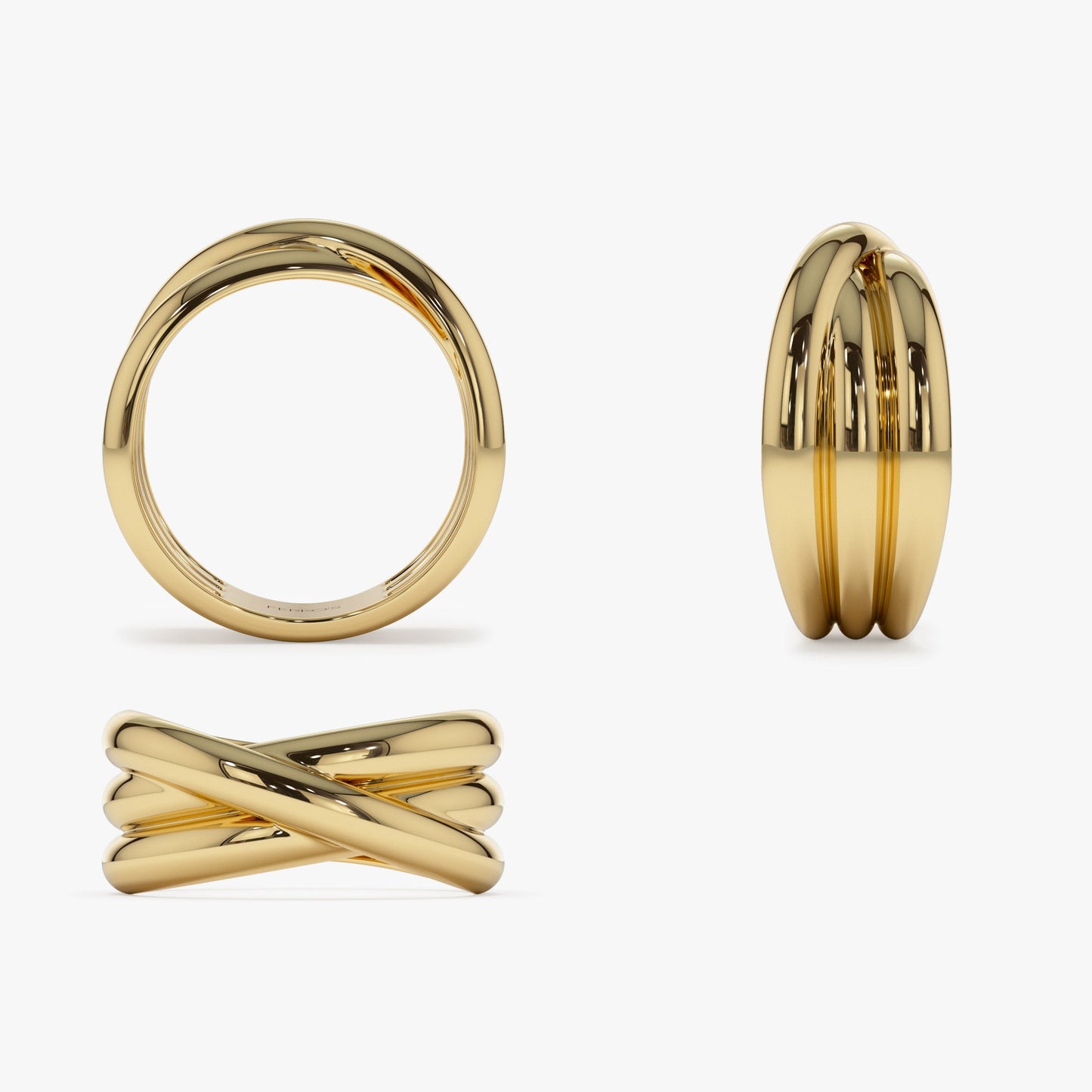 14k Solid Gold Multi-strand Crossover Ring