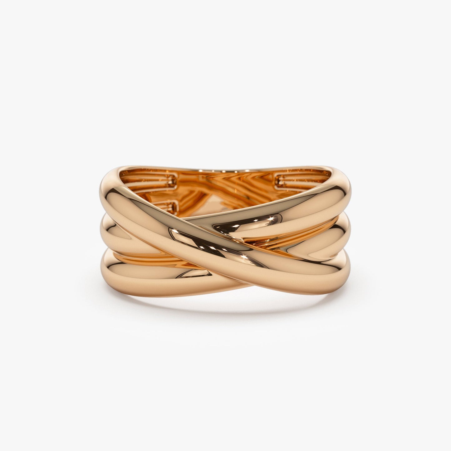 14k Solid Gold Multi-strand Crossover Ring - Geum Jewels