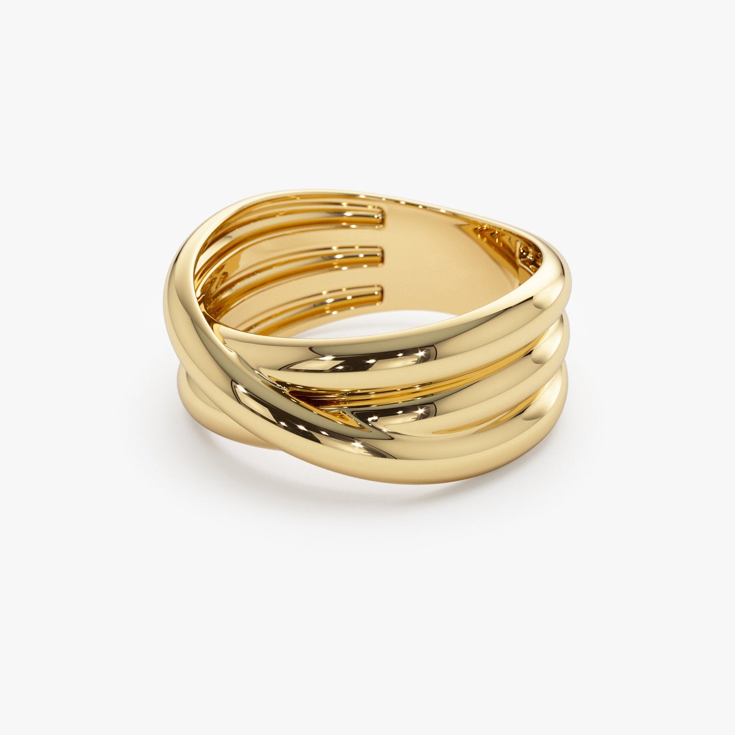 14k Solid Gold Multi-strand Crossover Ring - Geum Jewels