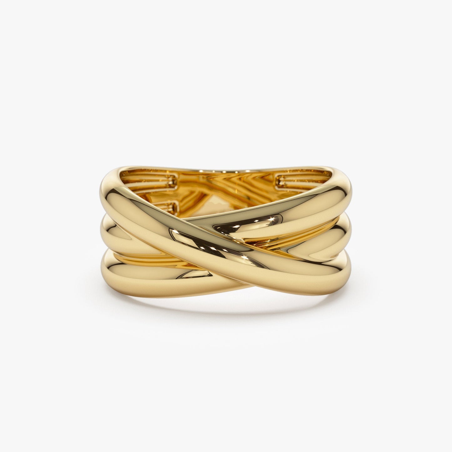14k Solid Gold Multi-strand Crossover Ring - Geum Jewels