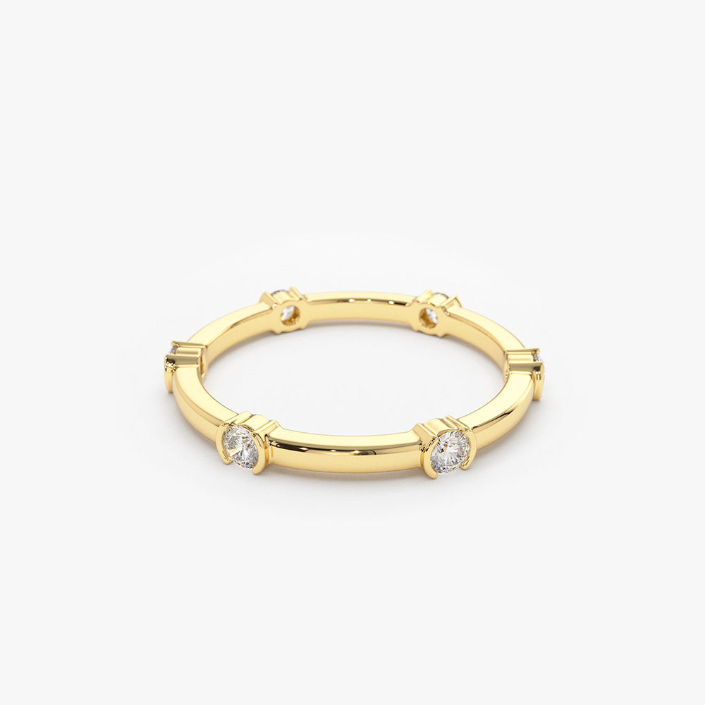 14k Stackable Half Bezel Diamond Eternity Ring