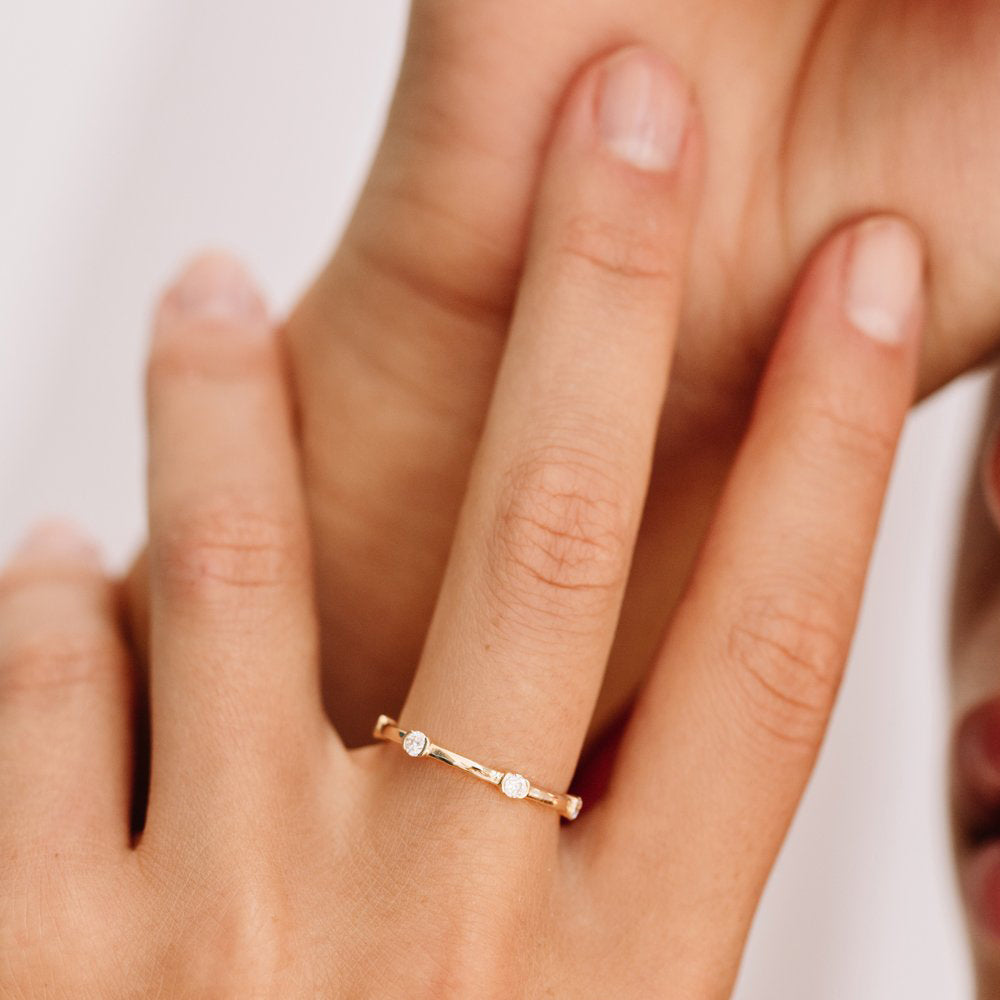 14k Stackable Half Bezel Diamond Eternity Ring