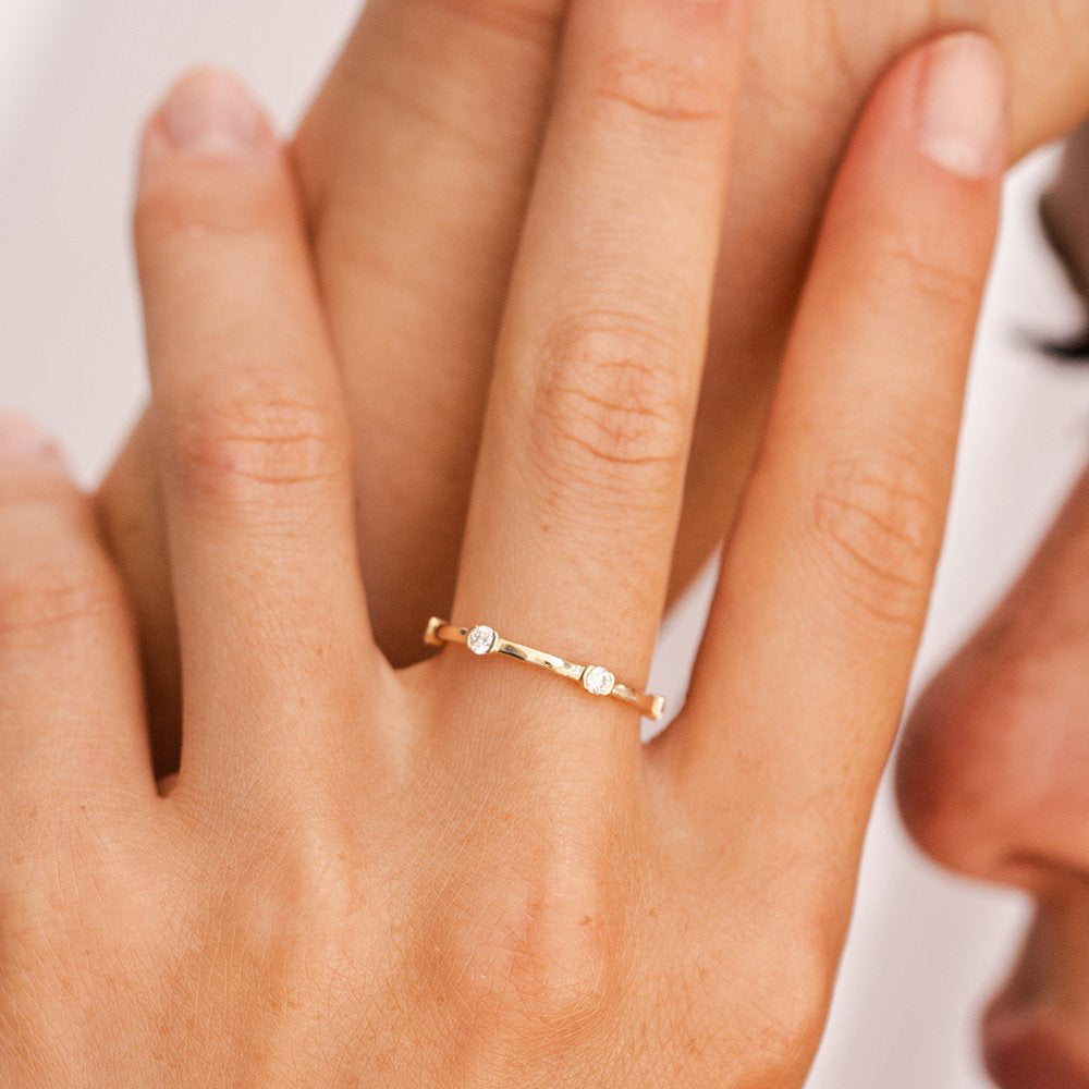 14k Stackable Half Bezel Diamond Eternity Ring