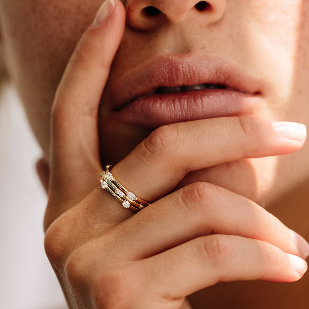 14k Stackable Half Bezel Diamond Eternity Ring