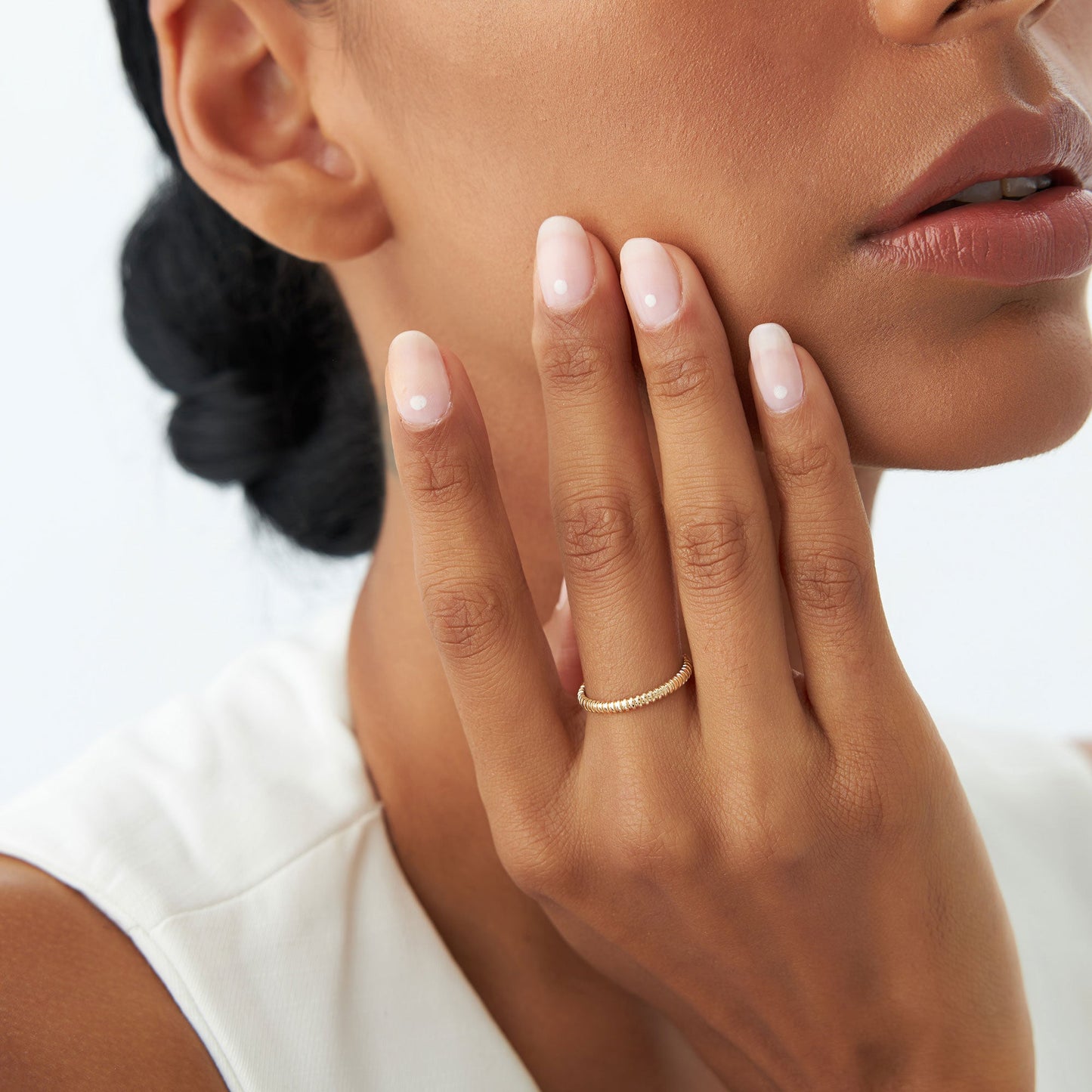 14K Stackable Ribbed Wedding band