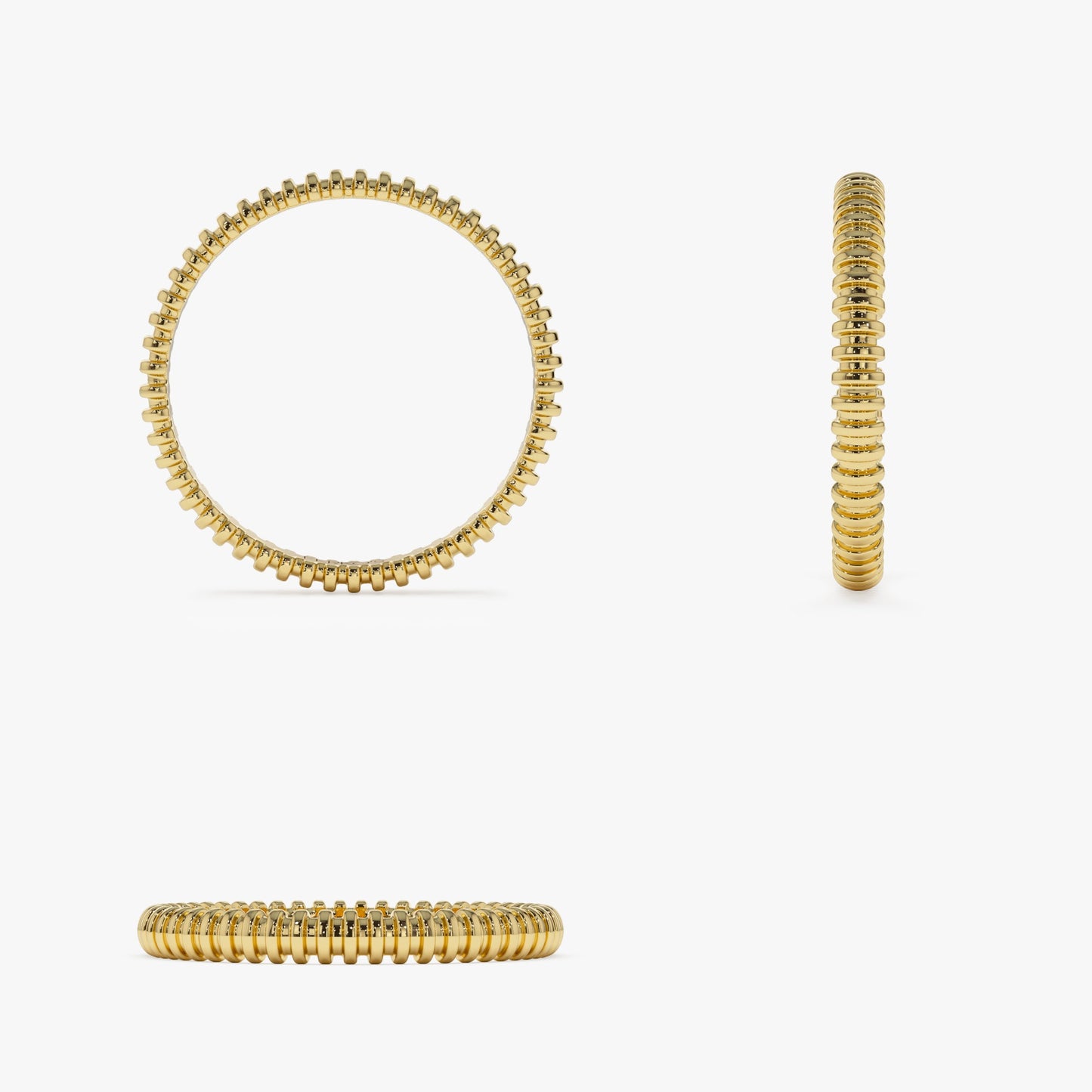 14K Stackable Ribbed Wedding band
