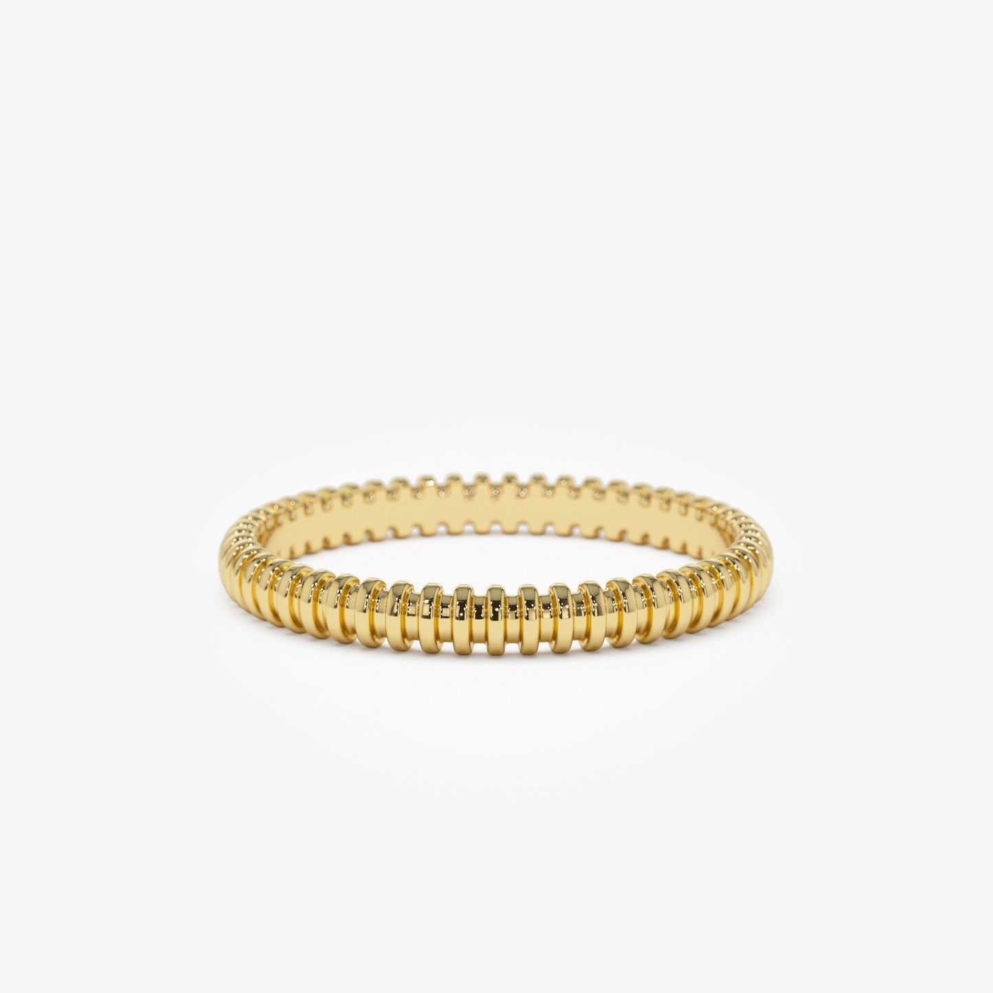 14K Stackable Ribbed Wedding band - Geum Jewels