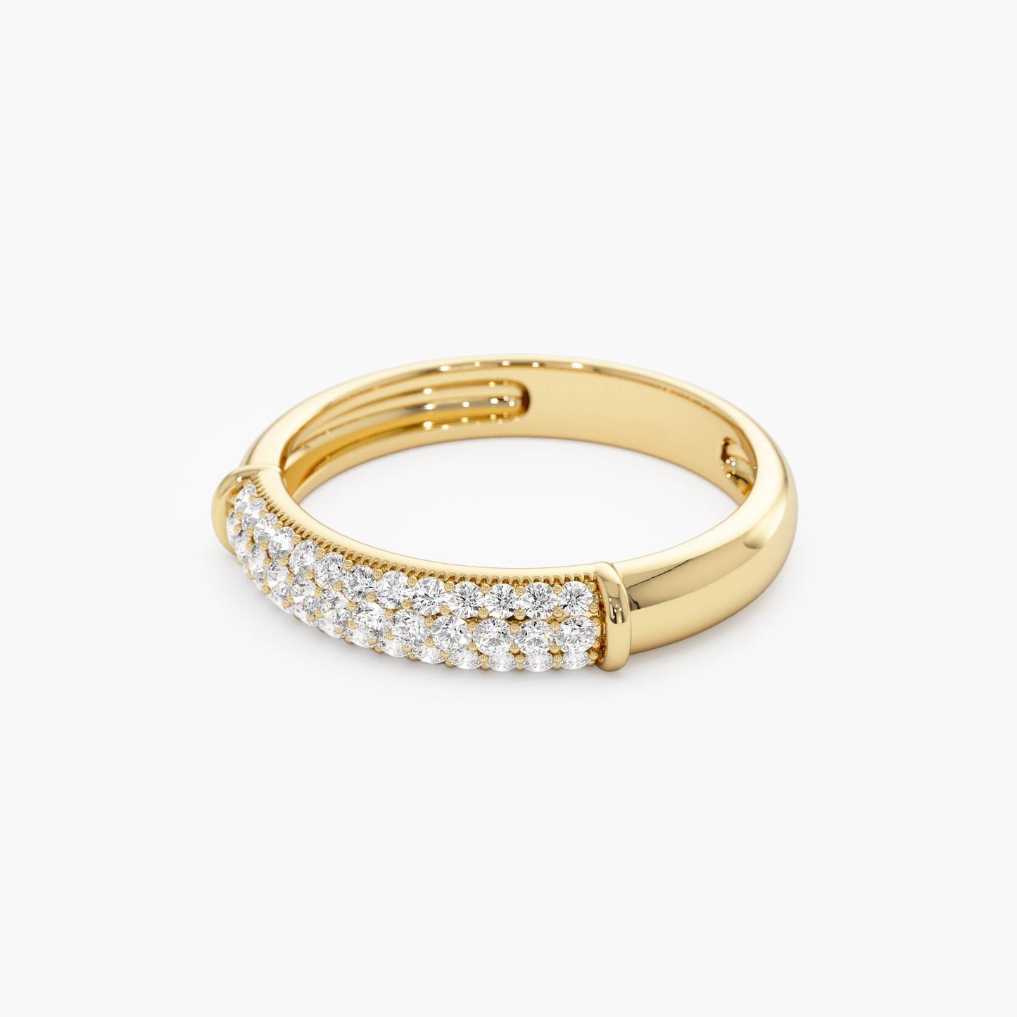 14K Three Row Diamond Pave Band - Geum Jewels