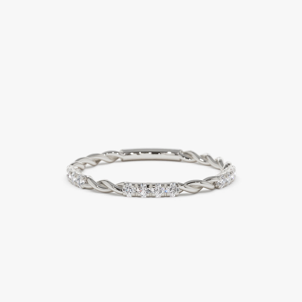 14k Twisted Rope Eternity Diamond Ring - Geum Jewels