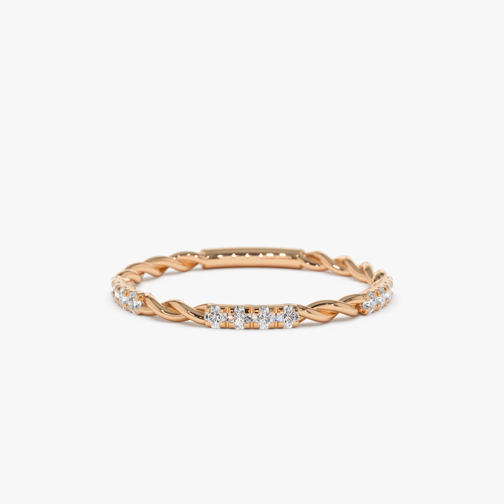 14k Twisted Rope Eternity Diamond Ring - Geum Jewels
