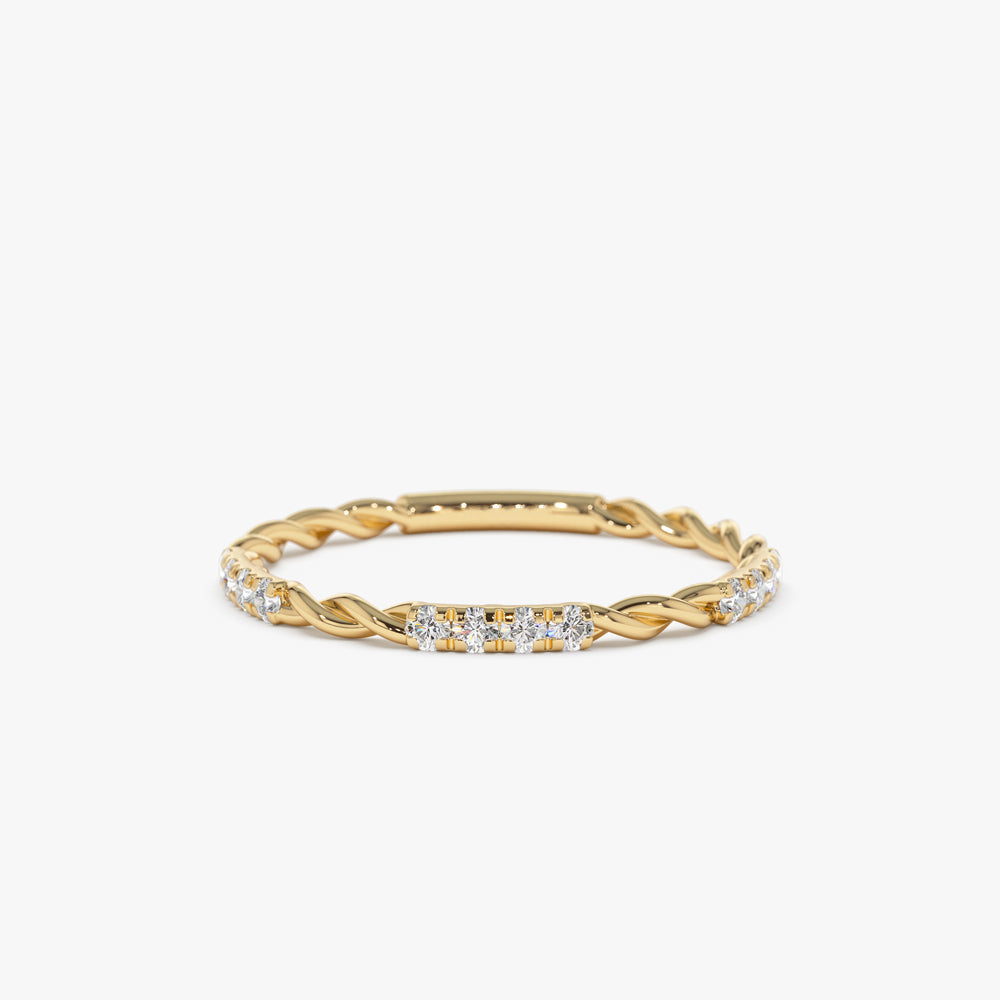 14k Twisted Rope Eternity Diamond Ring - Geum Jewels