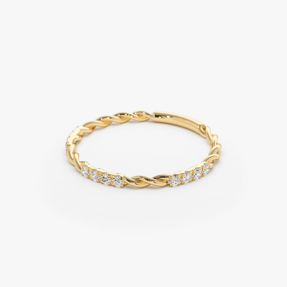 14k Twisted Rope Eternity Diamond Ring - Geum Jewels