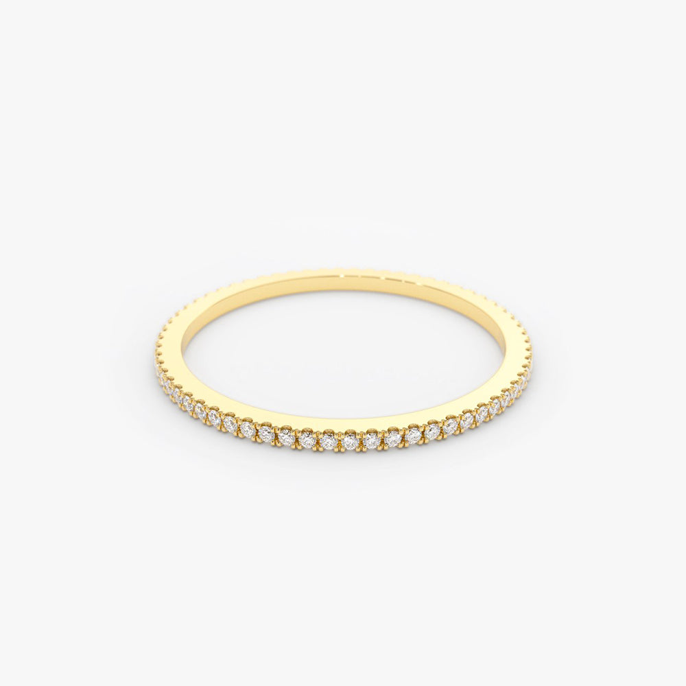 14K Ultra Thin 1MM Micro Pave Diamond Eternity Wedding Band