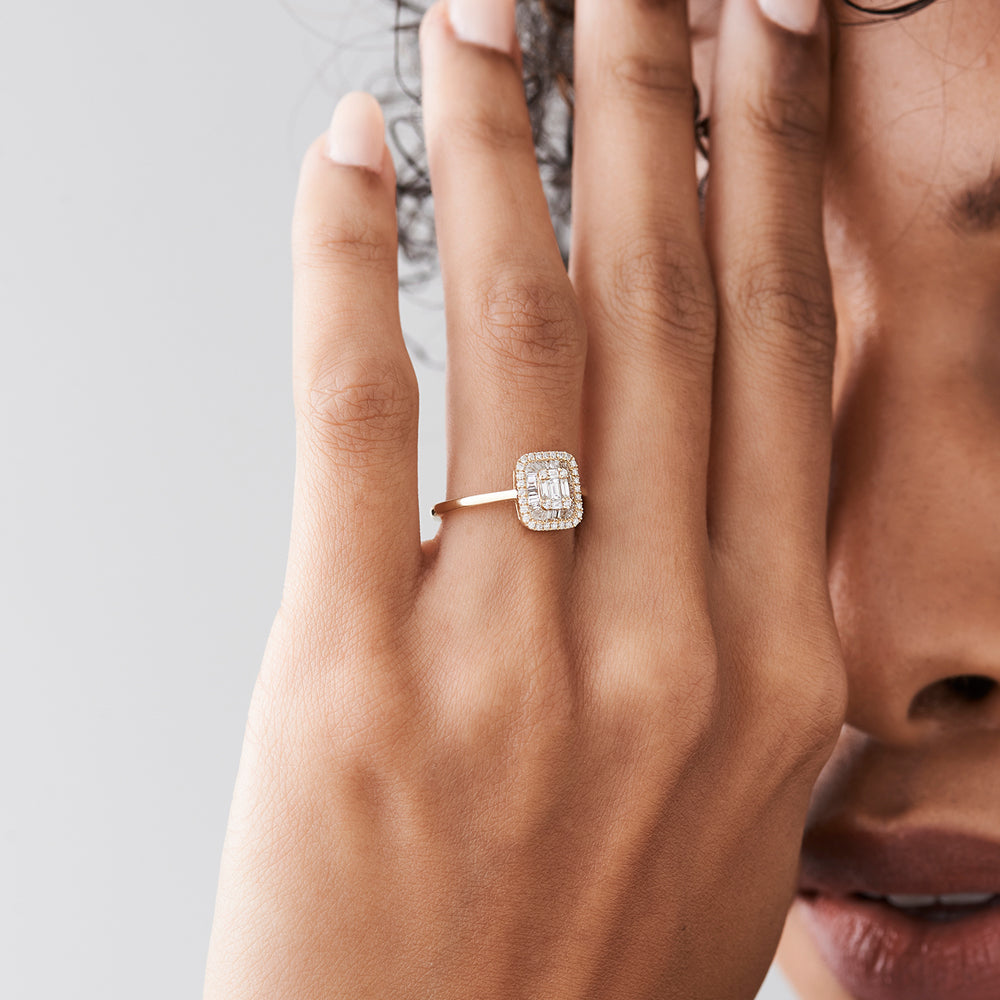 14k Unique Baguette Diamond Statement Ring