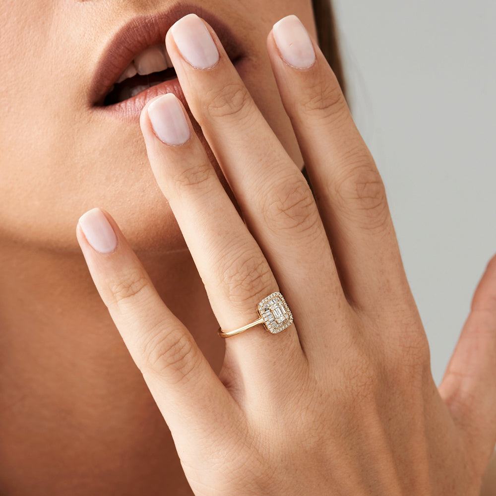 14k Unique Baguette Diamond Statement Ring