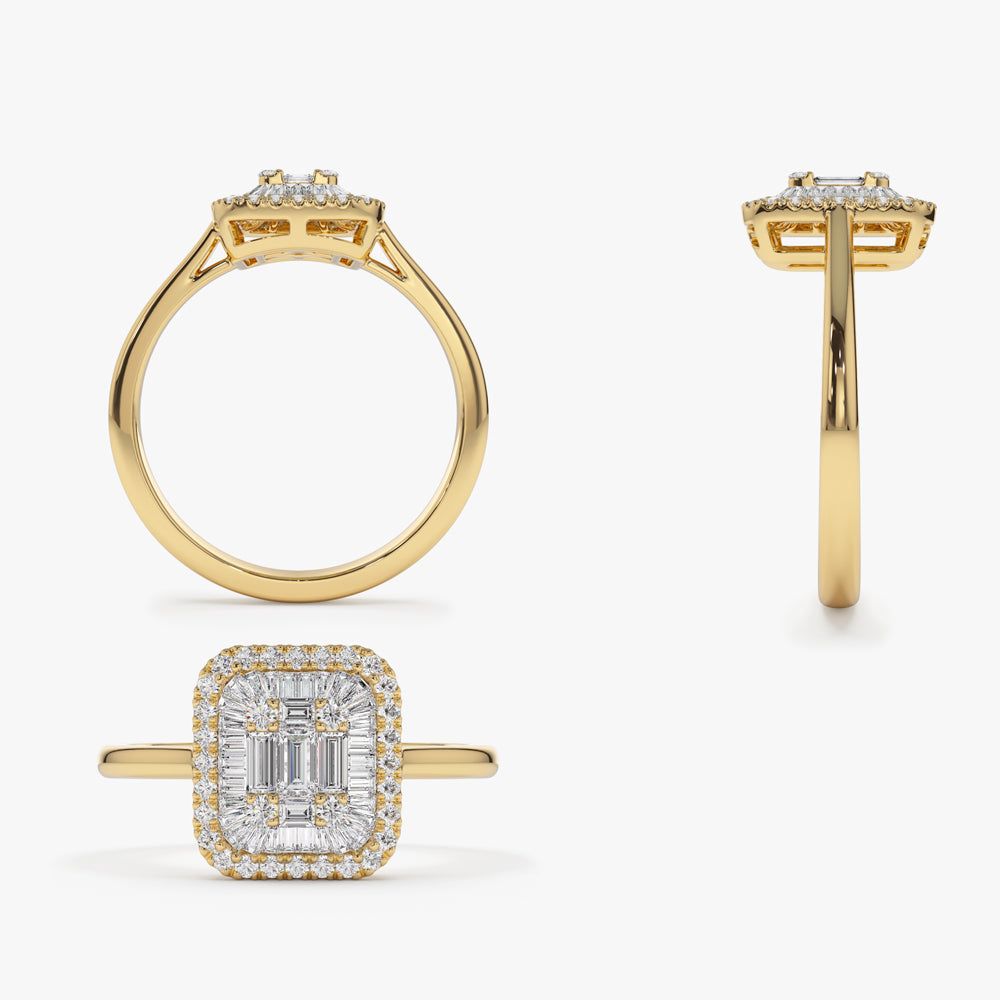 14k Unique Baguette Diamond Statement Ring
