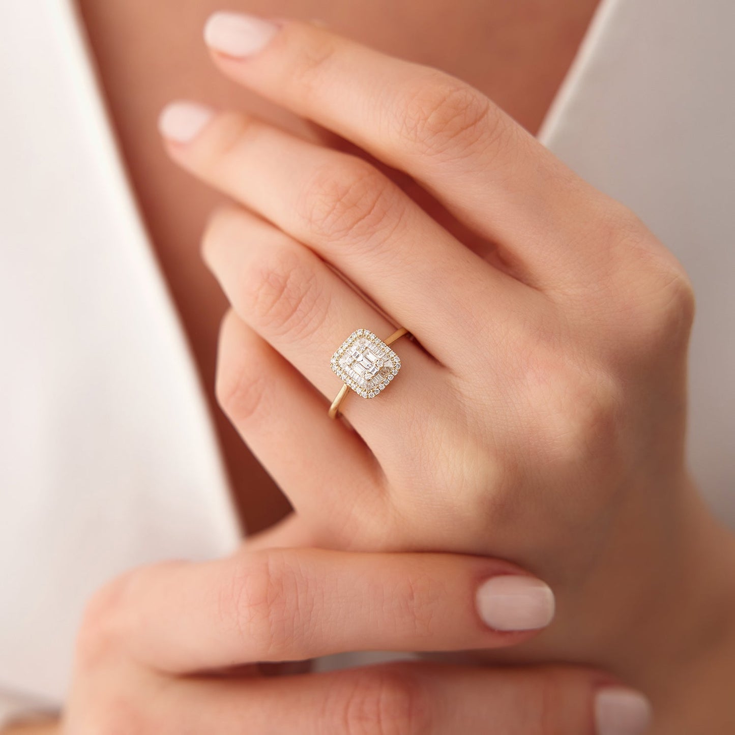 14k Unique Baguette Diamond Statement Ring