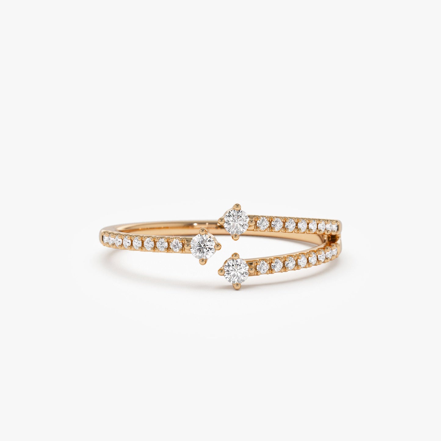 14k Unique Diamond Crossover Ring For Women - Geum Jewels