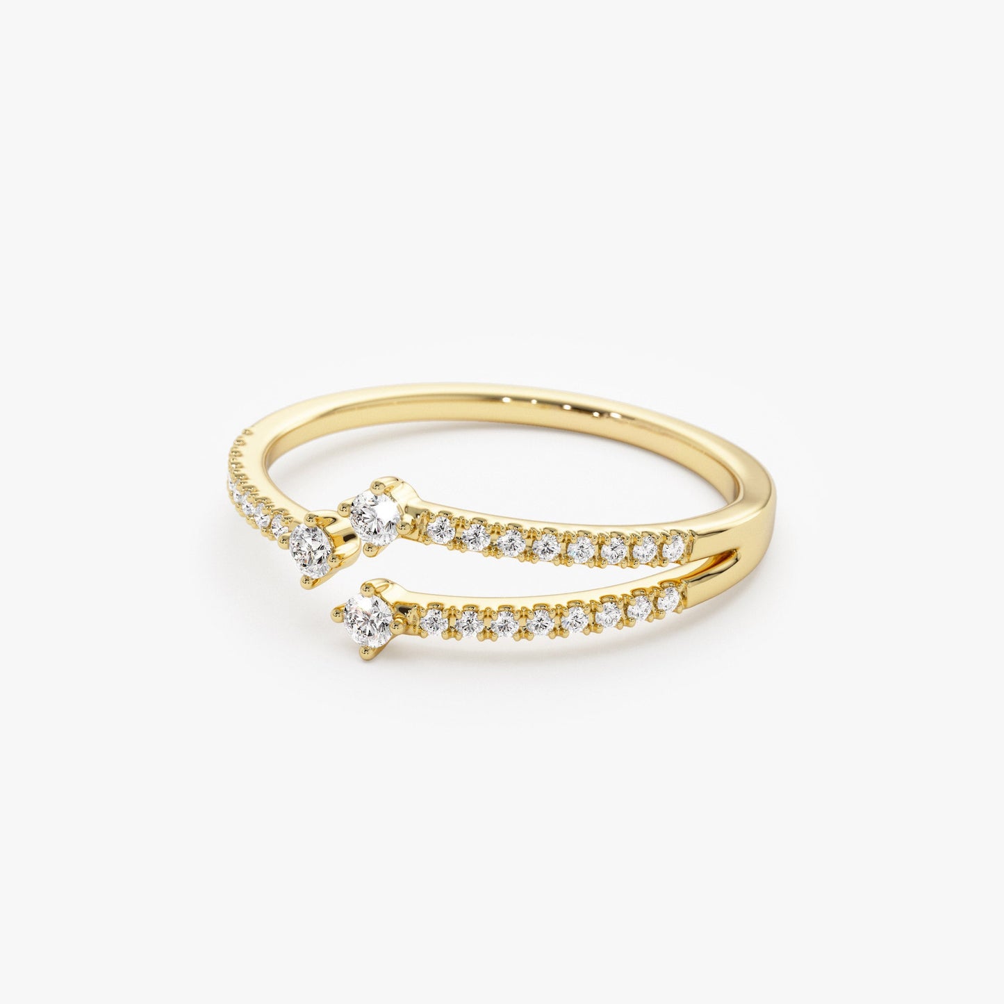 14k Unique Diamond Crossover Ring For Women - Geum Jewels