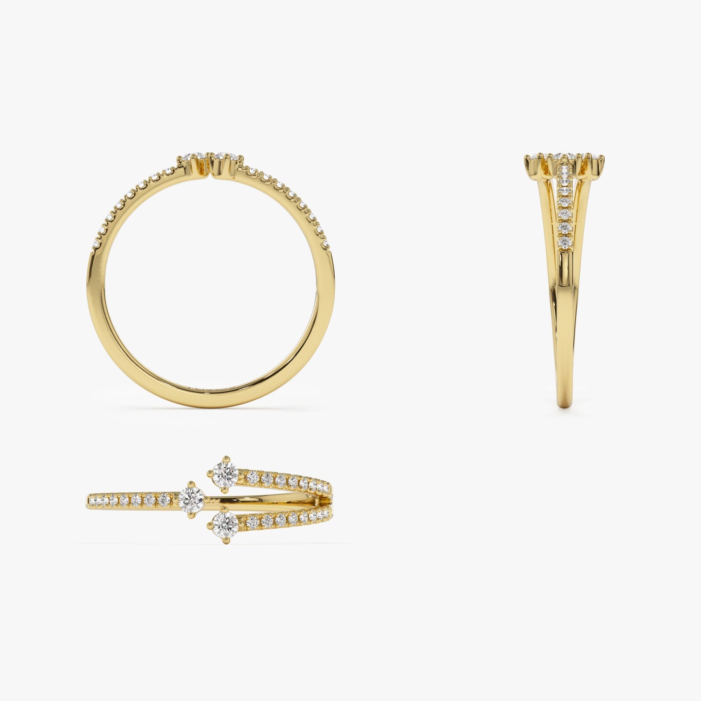 14k Unique Diamond Crossover Ring For Women - Geum Jewels