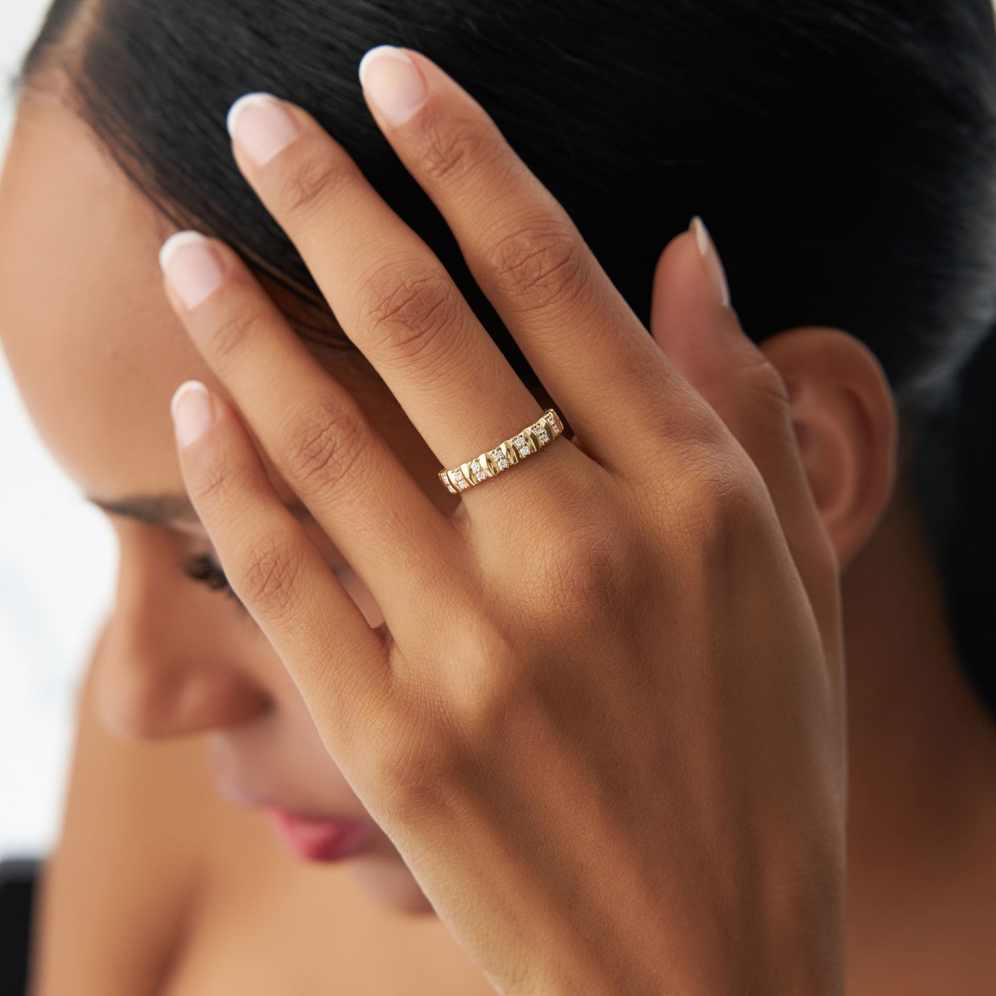 14k Unique Double Row Diamond Eternity Ring