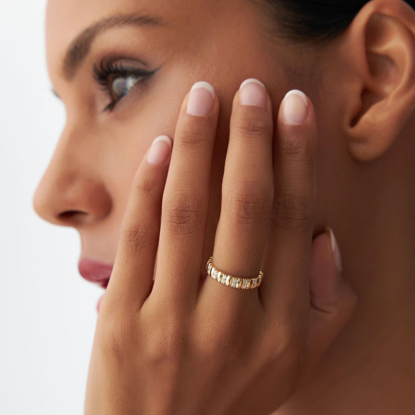 14k Unique Double Row Diamond Eternity Ring