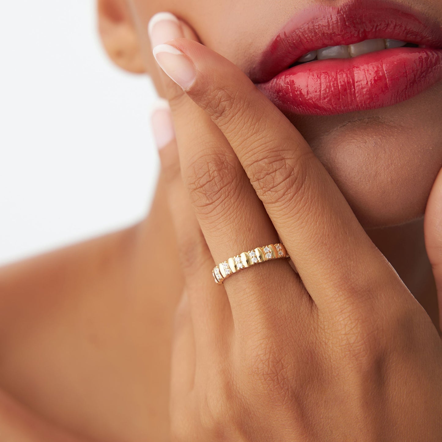 14k Unique Double Row Diamond Eternity Ring