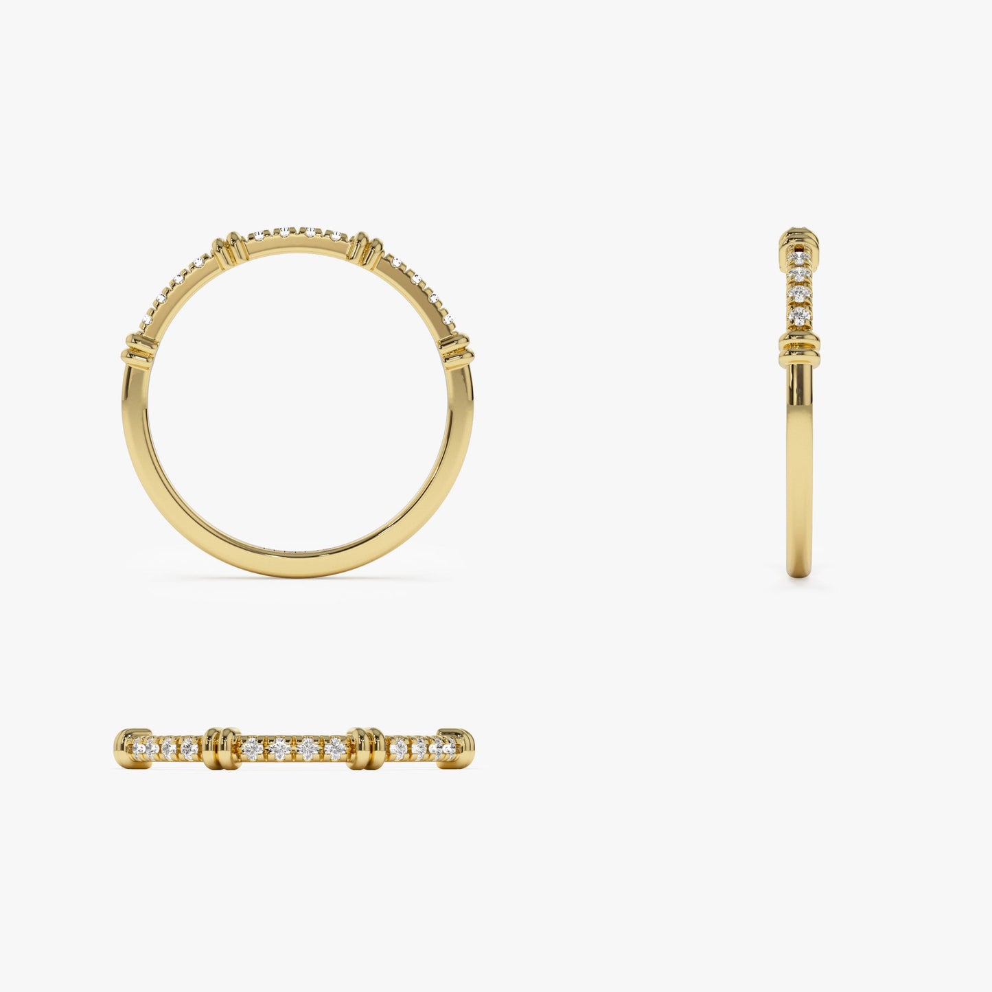 14k Unique Petite Diamond Stack Band