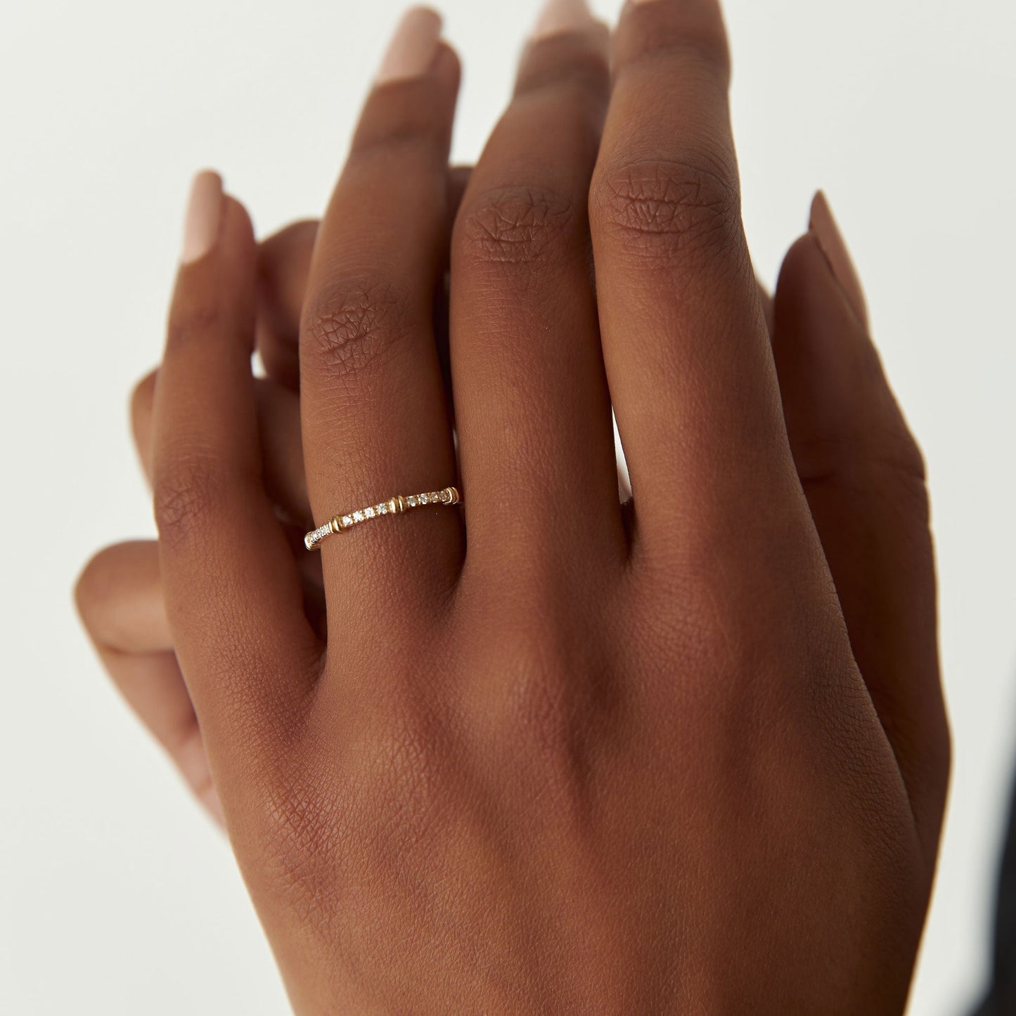 14k Unique Petite Diamond Stack Band