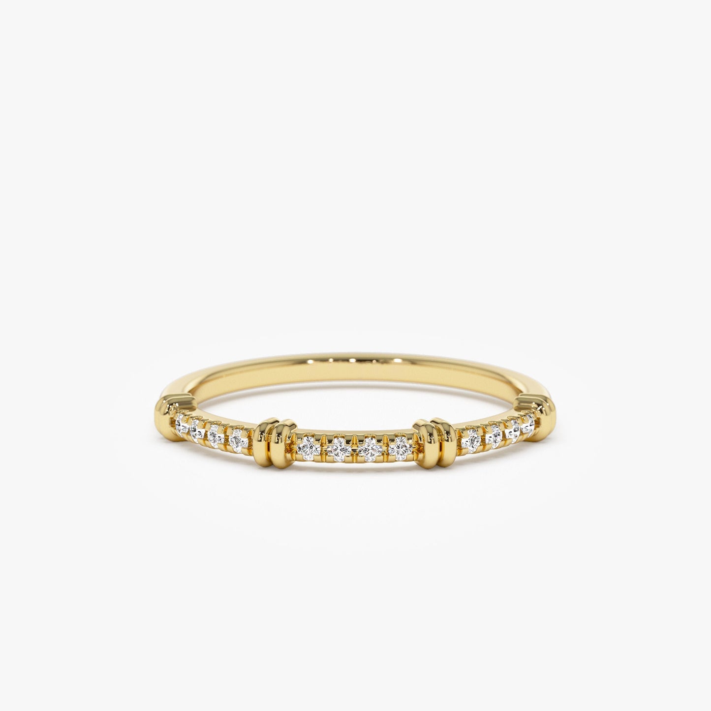 14k Unique Petite Diamond Stack Band - Geum Jewels